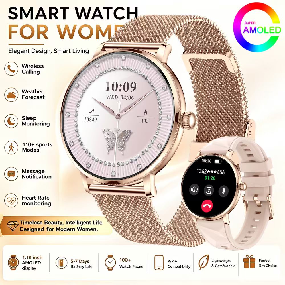 Smartwatch Stylish Watches For Women - 2026 model of military-grade stylish smartwatch,