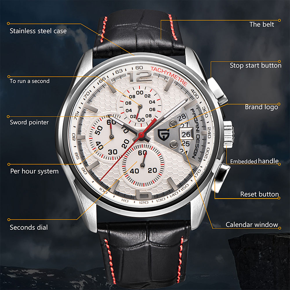 Anti-Magnetic Watch - PAGANI DESIGN New PD-3306 Chronograph Men