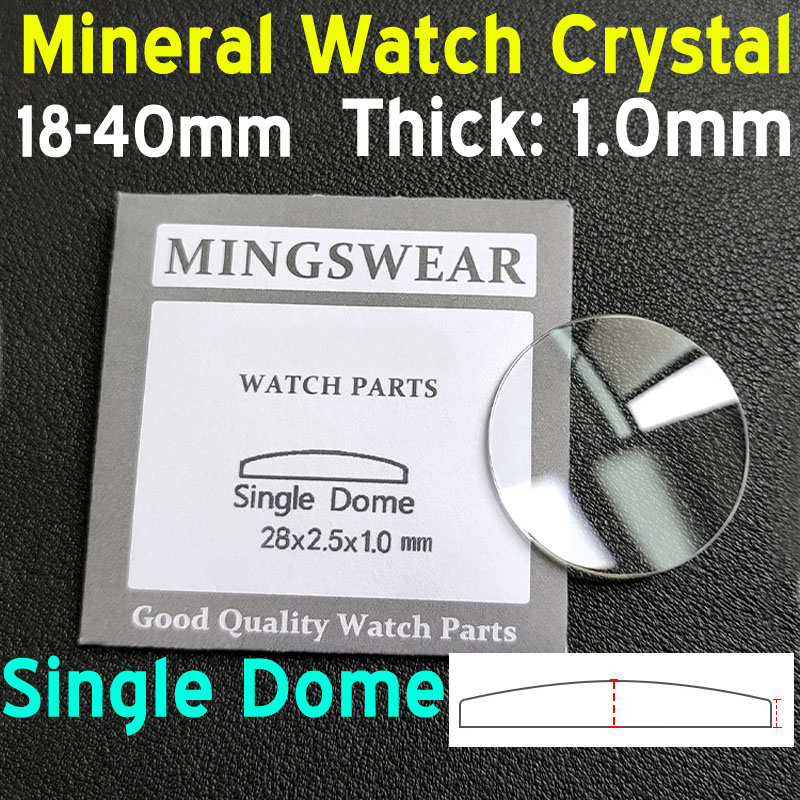 Watch Crystal Replacement - 1mm Thick Round Single Dome Convex