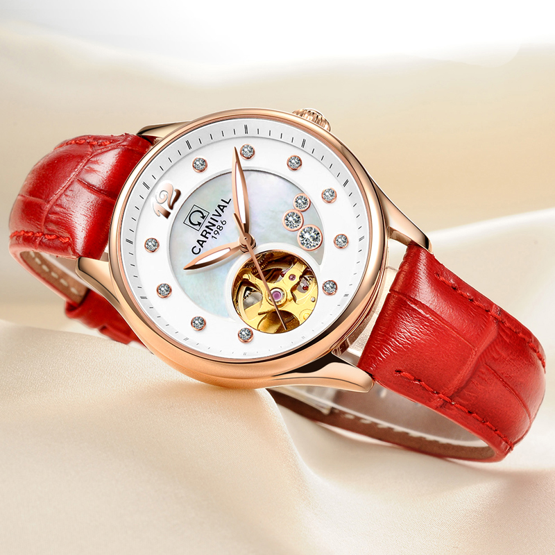 Switzerland CARNIVAL Luxury Wo - Skeleton Mechanical Watch recension och pris