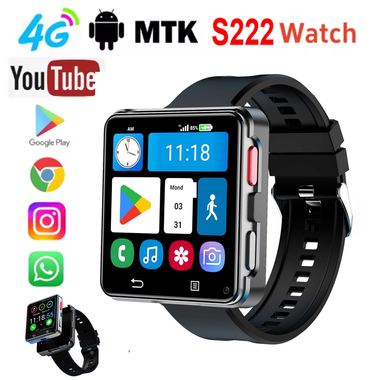 S222 Smart Watch 4G SI-M Card  - Watch Smartwatch recension och pris