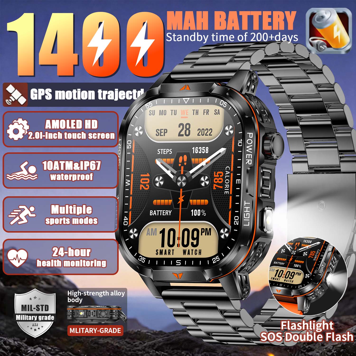 2026 New Military 1400mAh Batt - French Connection Watches Smartwatch App recension och pris