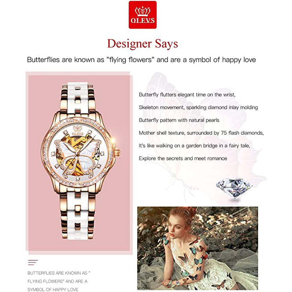 OLEVS Women's Automatic Watche - Skeleton Mechanical Watch recension och pris